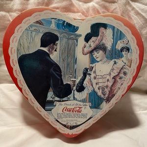 Vintage Coca-Cola Heart Shaped Storage Tin 1997